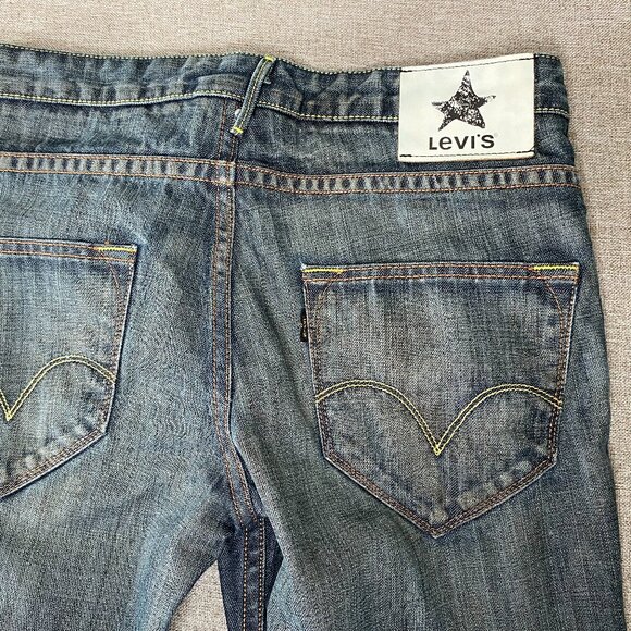 Vintage Levi's Black Star Bootcut Denim Jeans Men's 32 x 28 Blue Japan VTG - Picture 7 of 15